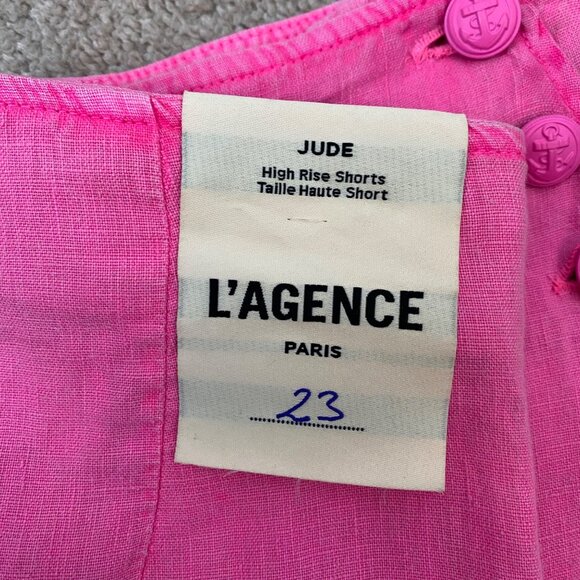 L'Agence Jude High-Rise Sailor Shorts Womens‎ Size 23 Pink Linen Casual Chic - Picture 8 of 11